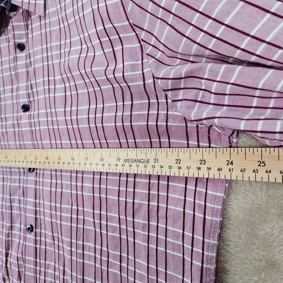John Lennon Button-Down Oxford Shirt Pink Plaid Embroidered Long Sleeve Men's XL - Picture 3 of 11